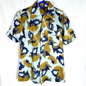 Vintage Joel California Dagger Collar Short Sleeve Shirt Abstract Floral Sz M